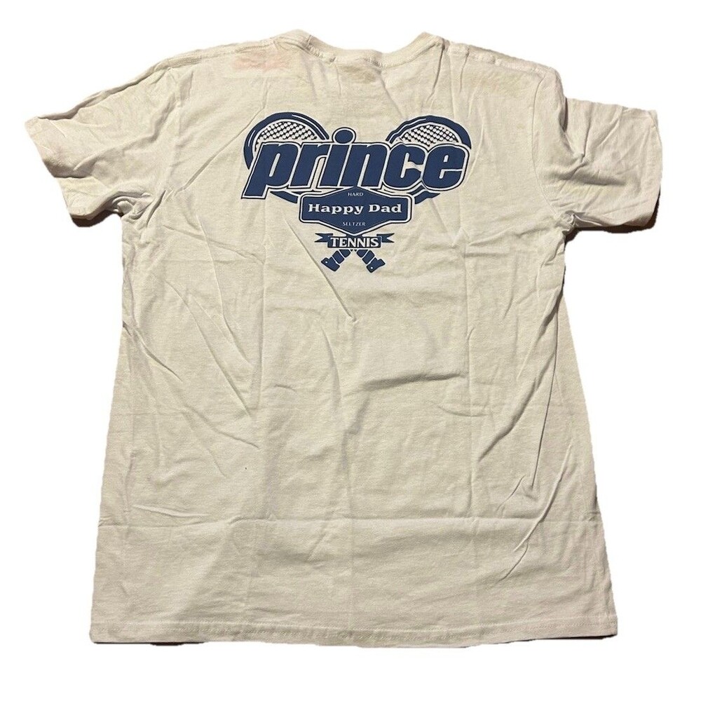 Prince x Happy Dad Tennis T-Shirt White NWT Men’s Large Graphic Tee